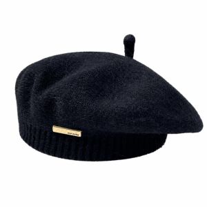 NOWNICE Màu đơn sắc Mũ đan móc Nhãn  loại Chống cảm lạnh Mũ Beret Thanh lịch Len ấm Mũ len Phụ nữ Cô gái