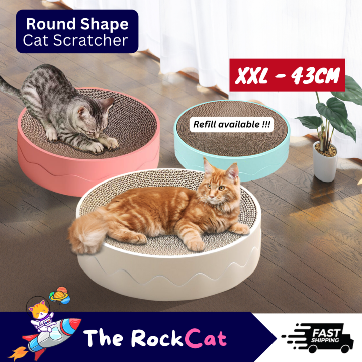ROCKCAT 】43cm XXL Big Cat Scratcher Bowl Round Cat Scratching Board