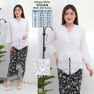 Atasan Kebaya Bordir Modern Mewah Bahan Silk Korea Premium Warna Putih Cerah Merah Maroon Terbaru | Pakaian Wisuda Acara Pesta Kondangan Lamaran Akad Nikah Wanita Elegan Mewah Kekinian Vivian