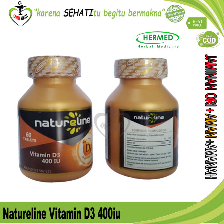 Vitamin D3 Natureline 400iu dan 1000iu Premium Hermed Vit D 60 tablet