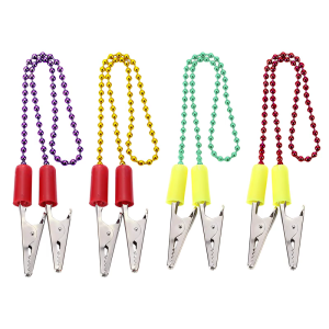 4pack Rustless Steel Napkins Clip with Beaded Chains Dining Necklaces Rustproof Metal Clip for Tableware Protecting