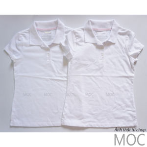 (17-55kg) Áo thun polo bé gái cotton mỏng mát màu trắng navy xuất xin ảnh thật (Áo polo ngắn tay đồng phục bé gái on Áo polo nữ)