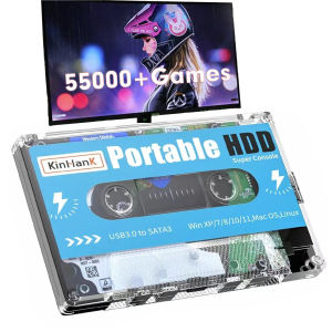 500GB Portable Retro Game Hard Drive 110000+ Games Batocera 33 System Compatible with 90+ Emulators Supports PS3/PS2/PSP/DC/SS/WII/WIIU Windows/Mac/PC