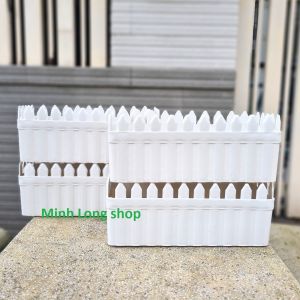 Bộ 04 chậu hàng rào trắng 30x14x12cm nhựa cứng xinh xắn