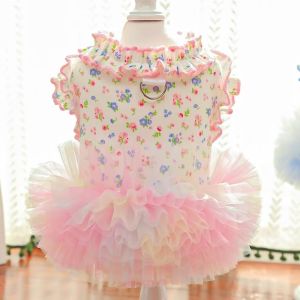 YESMILE Thoáng khí Áo ghi lê họa tiết hoa cho chó con Dễ thương Mềm mại Váy công chúa cho thú cưng Đồ dùng cho thú cưng Váy bánh kem hình mèo Dành cho chó và mèo
