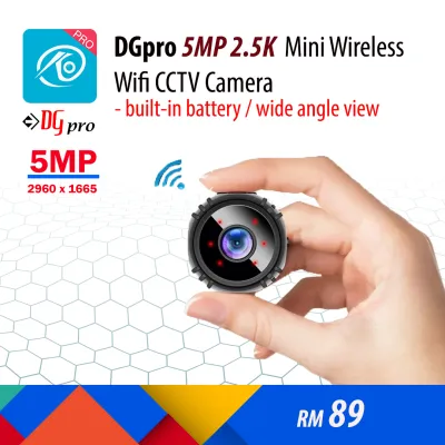O-Kam Pro 5MP 2.5K Mini Wireless WIFI Hidden / Spy CCTV Camera / Dashcam - Built-in Battery / 150 Degree Wide Angle View