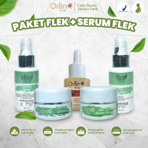 Orlin Beauty Paket Flek Platinum + Serum Flek Mencerahkan Mengencangkan Wajah Memudarkan Flek Hitam Skincare BPOM