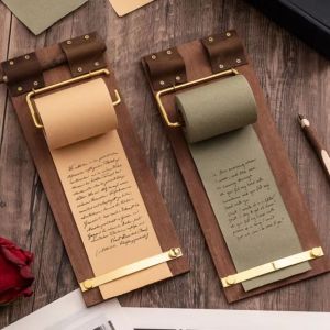 GIORGIONE Retro Vintage Sticky Notes Tear-Off Hangable Wooden Memo Clipboards Message Pad Non-Adhesive Roll-Up Sticky Note Board Desk Decor