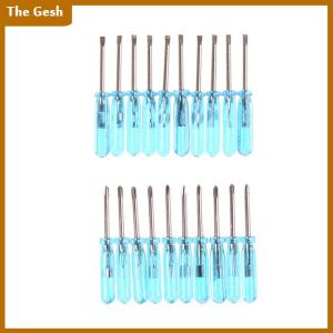 [The Gesh] 10pcs Plastic Handle Stubby Mini Pocket Cross Flathead Screwdriver Tool