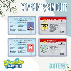 Cover Pelindung Kartu Identitas KTP SIM Karakter Spongebob Squidward Patrick Crab