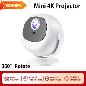 Mini Portable Home Projector 4K Cinema Android11 WiFi 6 Bluetooth 5.2 Auto Correction 360° Rotatable Outdoor Smart Beamer