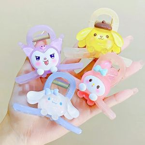 Sanrio Hair Clip Kawaii Melody Kuromi Cartoon Shark Clip Girl Ponytail Hairpins Anime Accessories