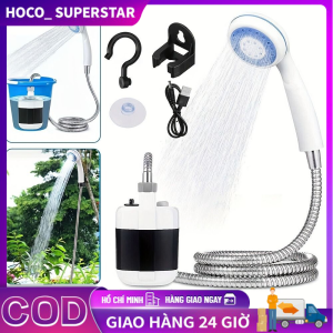 Đầu vòi hoa sen điện cắm trại Bộ đầu vòi hoa sen ngoài trời có thể sạc lại USB di động Phụ kiện du lịch ABS Máy bơm vòi hoa sen cầm tay đa chức năng chống nước đi bộ đường dài