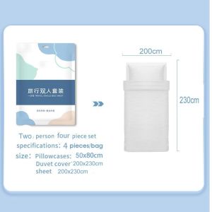 4 IN 1 Bed Sheet Disposable Pillowcase Quilt Double Bed Sheet Non-Woven Fabric Cover Spa Hotel Travel Hospital Use Disposable Bed Sheet