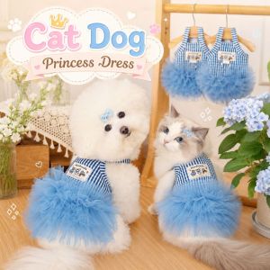 DOOUR Striped Summer Dog Cat Dress Tulle Fluffy Pet Princess Dress Fashion Breathable Dog Slip Dress For XS To XXL Size