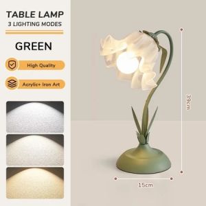 Y4Y Cute Floral Desk Lamp Tri-Color LED Night Light Flexible Gooseneck Touch Table Lamp