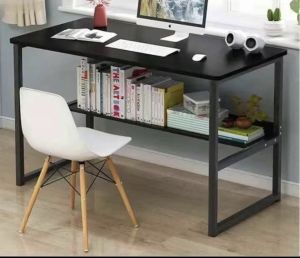 Japanese style 120cm Study Table With Rack Double Layer Computer Table Writing Desk Bedroom For Students