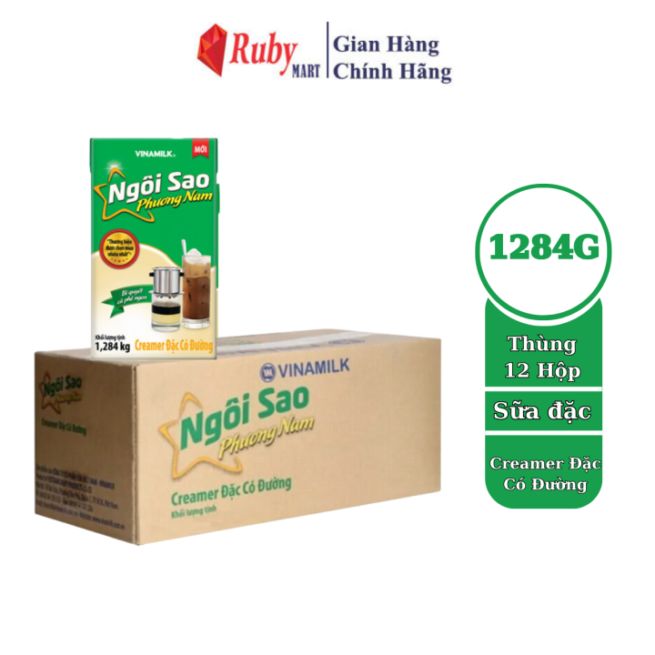 Thùng 12 Hộp Sữa đặc có đường Ngôi sao Phương Nam Xanh lá hộp giấy ...