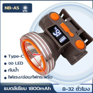 ไฟฉายคาดหัว จอ LED บอกแบตสถานะ แรงสูง ส่องไกล สว่างมาก ไฟส่องกบ ส่องสัตว์