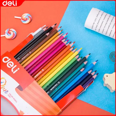Deli 24 Colors Pencils High Quality Popular With Kids Plastic Color Lead For School Supplies EC00100/EC00110/EC00120