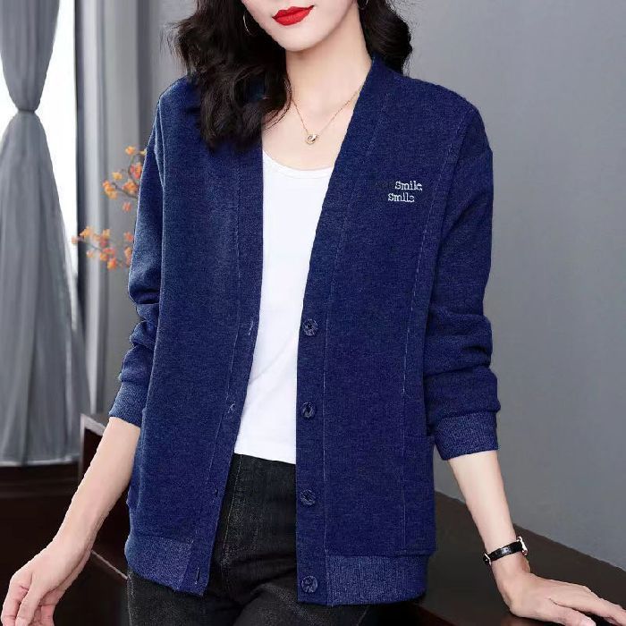 Korean Ins Solid Color Sweater Coat Ladies Autumn Knitted Cardigan Long Sweater Coat