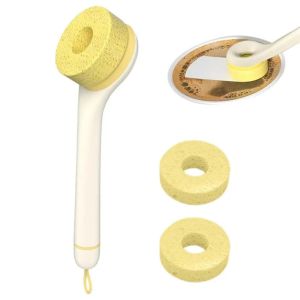 PTPT  With Peeling Tool Kitchen Cleaning Brush Replaceable Brush Head Long Handle Dish Scrubber Useful Hangable Pot Brush Pan