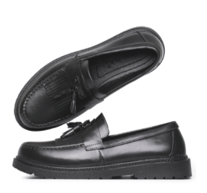 Fashion Korean Men Black Slip On Loafers Waterproof Round Toe Student Office Formal Casual Hot Item Shoes 0125523