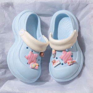 [Free Shipping] Thick-Soled Clogs For Outdoor Wear Made Of EVA Material WomenS Summer Height-Increasing Non-Slip Closed-Toe Beach Sandals