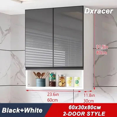 Topehome Aluminum Glass Door Wall Mounted Cabinet Kitchen Cabinet With Shelves Hanging Organizer Shelf