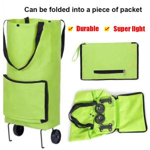 Oxford Shopping Bag With Wheels/Reusable Storage Tote/Waterproof Scratch Resistant/Adjustable For Grocery Market/For Men And Women