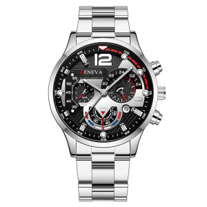 Mens Watch Calendar Six Needle Steel Band Watch Quartz Watch Sports Glow Watch Leisure Elite Watch for Men