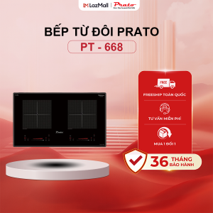 Bếp Từ Đôi 2:2 Prato PT-668 2:2 Vùng Cảm Ứng Kính EURO Platinum Inverter-autoX Tiết Kiệm 40% Điện