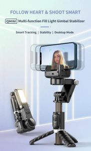 Selfie Stick 360 Degree Rotating Gimbal Wireless Foldable Stabilizer Automatic Face Selfie Stick Tripod with Beauty Light