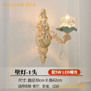 European Retro Chandelier Ceramic Wall Lamp Living Room Crystal Lamp Dining Room Hanging Lamp Modern Duplex Luxury Chandelier