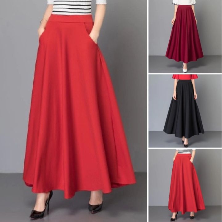 Women's Skirt Evening Flared High waist Long Loose Maxi Pleated Plus ...