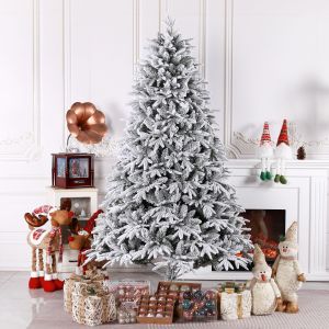 4FT/5FT/6FT Automatic PE+PVC Snow Christmas Tree 2024 new XMas tree Artificial Snowflake Christmas Tree with Metal Stand New Year Indoor and Outdoor Decoration Tree