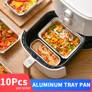 10 PCS Large Aluminum Tray Pan with Plastic Lid Cover for Foodbaking Pans and Trays for Oven Foil Tray for Food