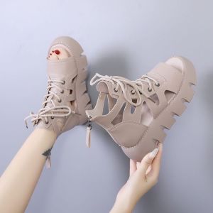 [Free Shipping] Thick-Soled Sandals For Women New Summer Styles Versatile Color-Block Design Fashionable And Casual Platform Roman Sandals Trendy For Women