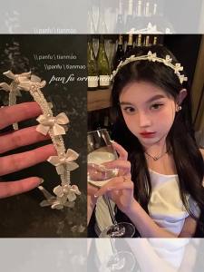 温柔珍珠花朵发箍甜美法式头箍高级感发卡压发网红少女发饰2023新