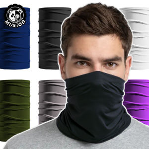 Elastic Black Face Mask Solid Colour Sun Protection Bicycle Bandana Motorcycle Head Scarf SPF 30 Sports Headband Quick Dry Bike Rider Neck Mask for Men and Women