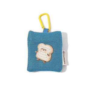 Mini Mesh Pouch Cute Carton Toast Design Earphone Storage Bag for AirPods Keys Coins Wallet Bag Pendant