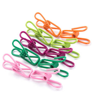 50PCS Colorful Portable Bag Sealing Clip / PVC-Coated Laundry Clothesline Clamp / High Elasticity Metal Snack Clips / Colorful Metal Sealing Clamps