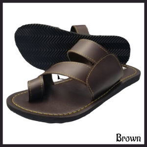 Marikina Mens One finger heavy-quality double-stiched non-slip leatherette casual slippers AN-13