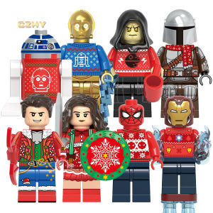 เล่นเด็กฟิกเกอร์บล็อคก่อสร้างคริสต์มาส R2-d2 C-3po เดอร์แมนจากสงครามอวกาศ