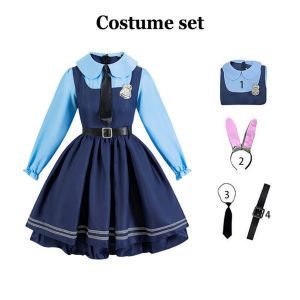 Judy Hopps Cosplay Costume Anime Zootopia Halloween Bunny Costume with Bunny Ears Uniform For Girls