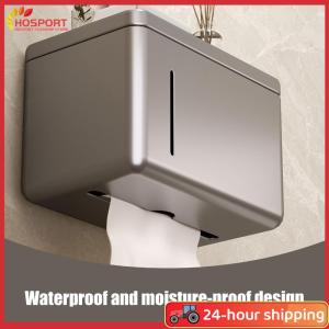 【HOSPORT】Square Wall Mounted Storage Box with Lid Waterproof Toilet Paper Box Wall Mounted Toilet Paper Holder for Washroom