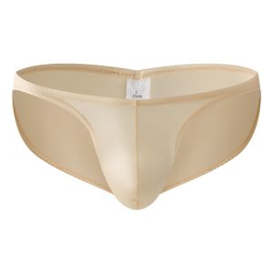 SKJK Bulge Pouch Bikini Briefs Low Waist Shiny Satin Silk Briefs Underpants Lingerie Male Triangle Panties Bodybuilding