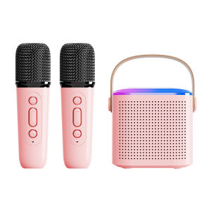 Wireless Bluetooth Speaker Mini Portable Microphone Home Karaoke Set KTV Speaker Box With 2pcs Mic