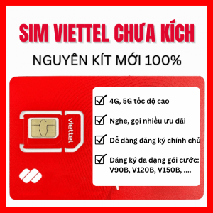 SIM VIETTEL 4G V90B - V120B - SD70 - SD90 - 90GB DATA TỐC ĐỘ CAO - Bảo hàng 1 tháng FREESHIP - CHƯA KÍCH HOẠT