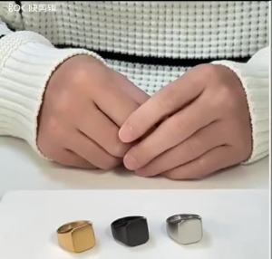 Kemstone Mens Stainless Steel Rings Black Silver Gold Plated Square Seal Ring Matte Jewelry.AutoMaxion